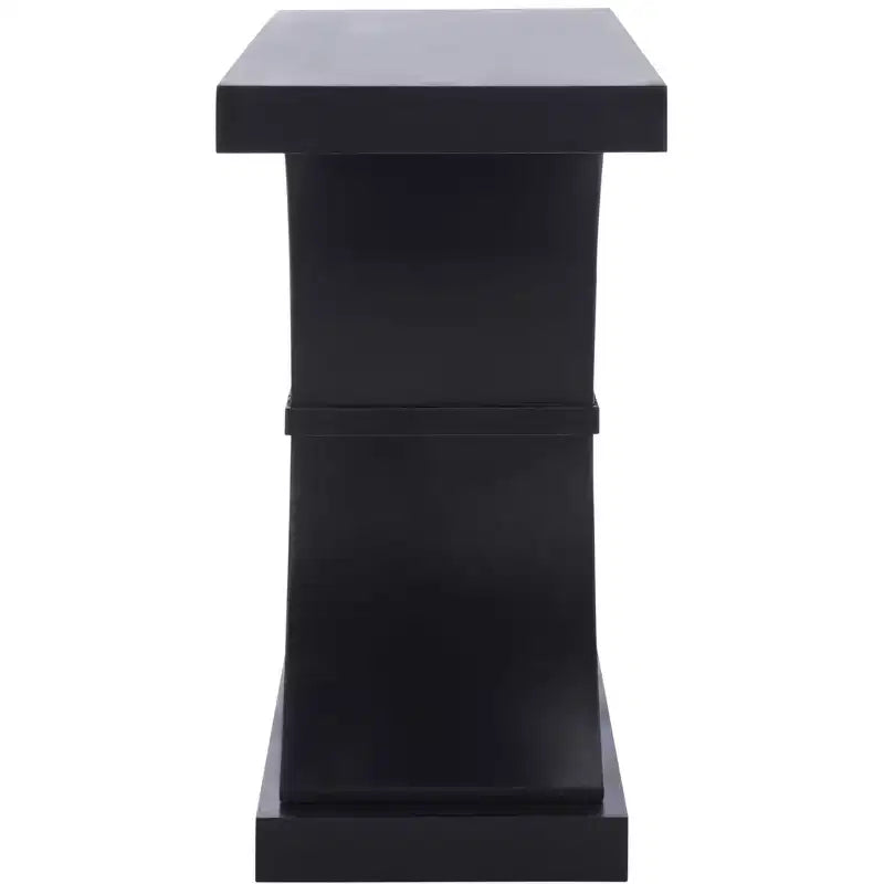 Glam Console Table with Curved Legs - Distressed Black Finish