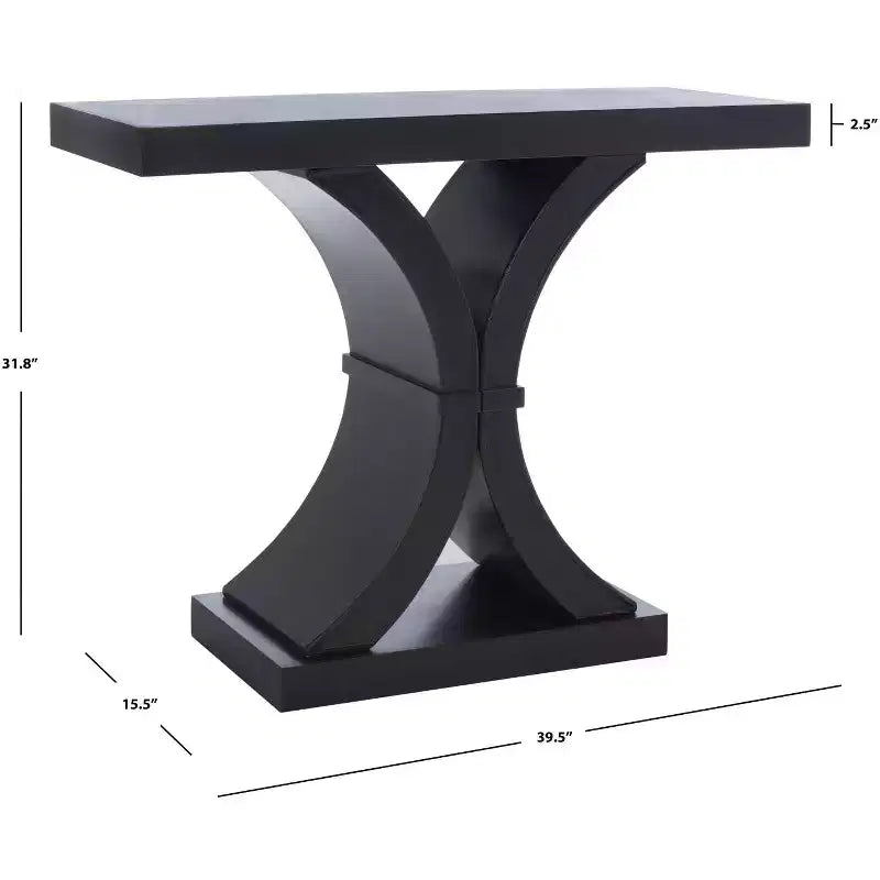 Glam Console Table with Curved Legs - Distressed Black Finish