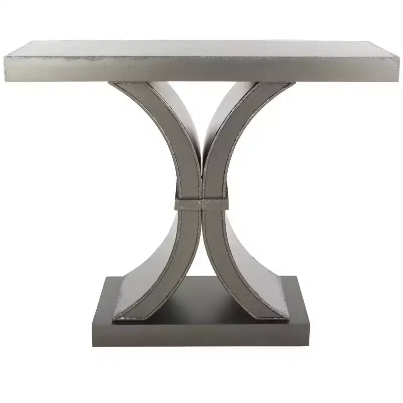 Glam Console Table with Curved Legs - Distressed Black Finish