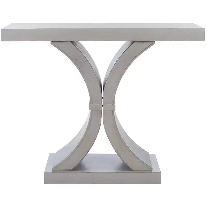 Glam Console Table with Curved Legs - Distressed Black Finish