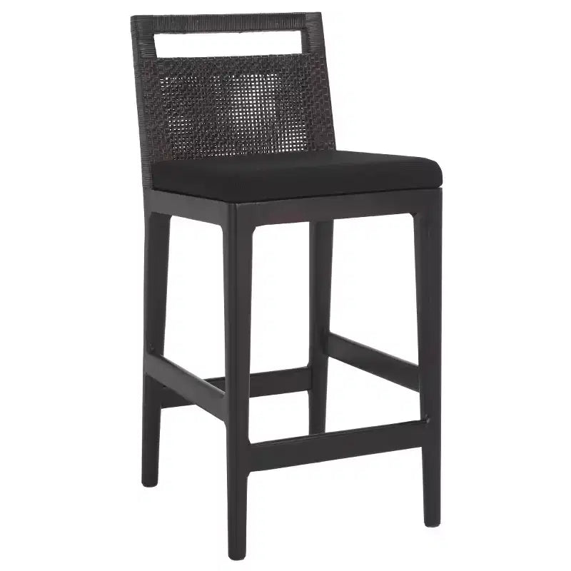 Counter Stool with Rattan Mesh Back & Padded Seat - 23.75" Height