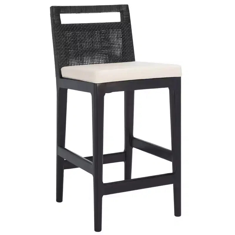 Counter Stool with Rattan Mesh Back & Padded Seat - 23.75" Height