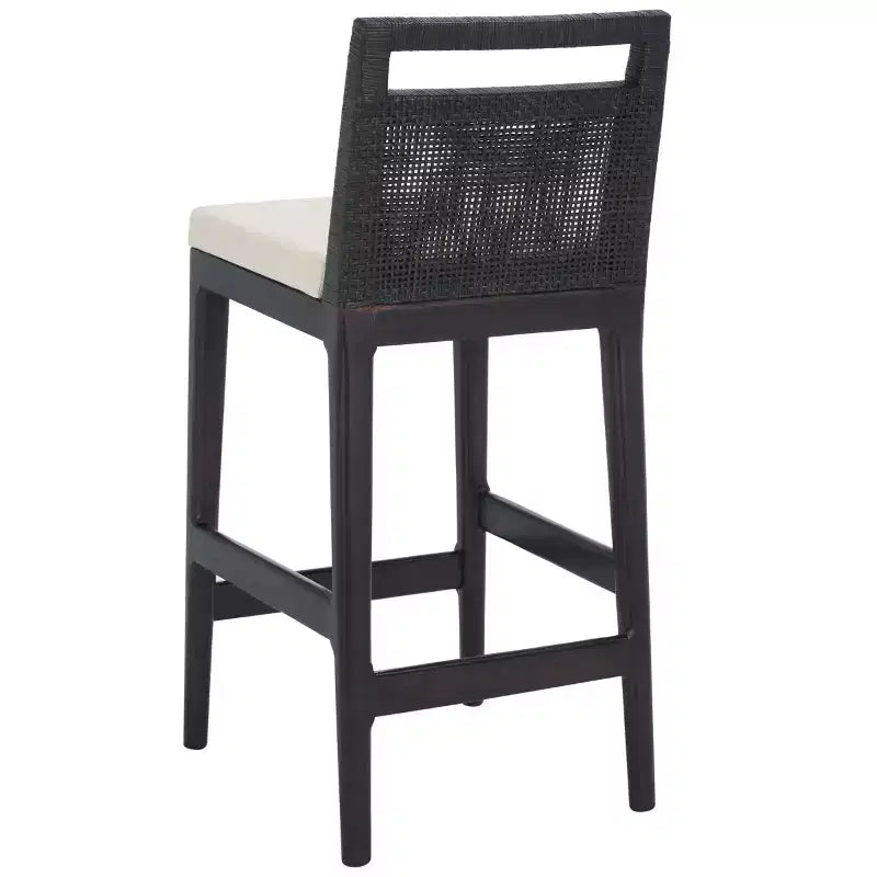 Counter Stool with Rattan Mesh Back & Padded Seat - 23.75" Height