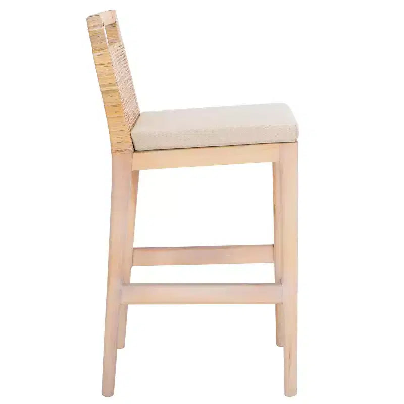 Counter Stool with Rattan Mesh Back & Padded Seat - 23.75" Height