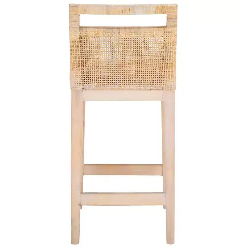 Counter Stool with Rattan Mesh Back & Padded Seat - 23.75" Height