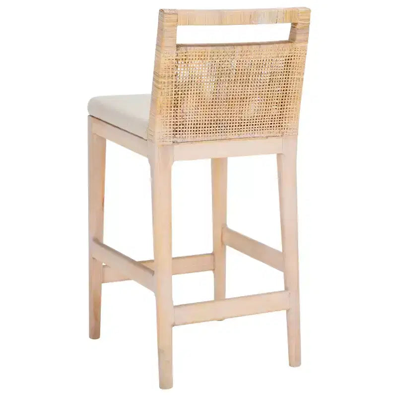 Counter Stool with Rattan Mesh Back & Padded Seat - 23.75" Height