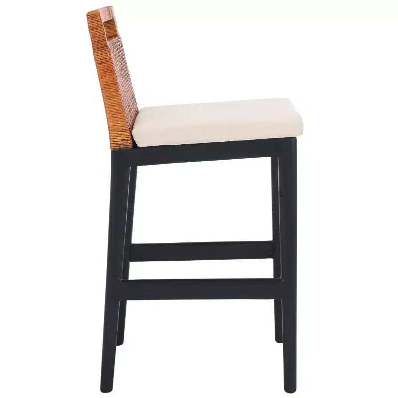 Counter Stool with Rattan Mesh Back & Padded Seat - 23.75" Height