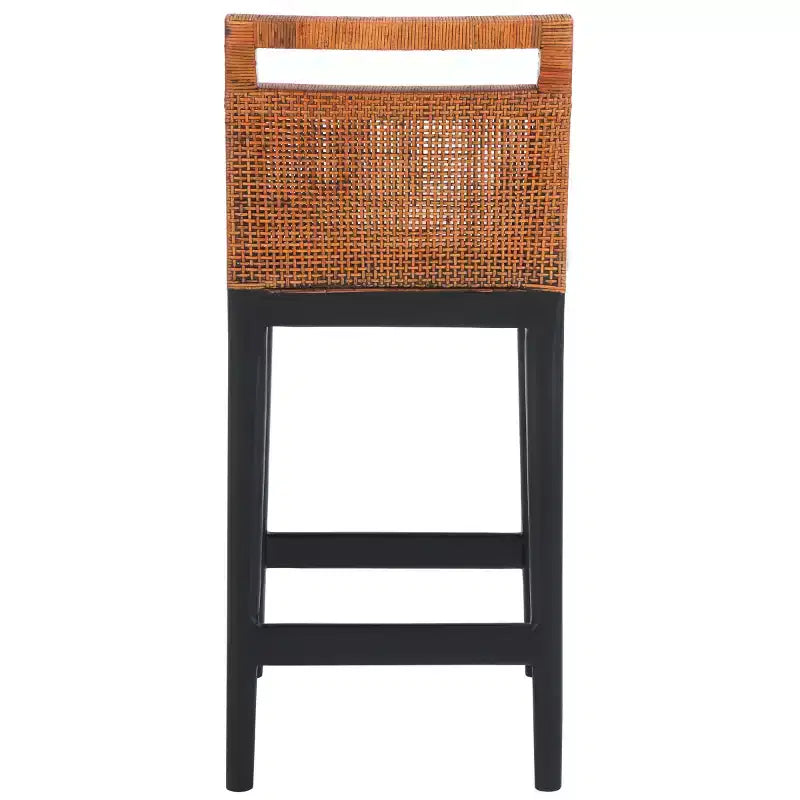 Counter Stool with Rattan Mesh Back & Padded Seat - 23.75" Height