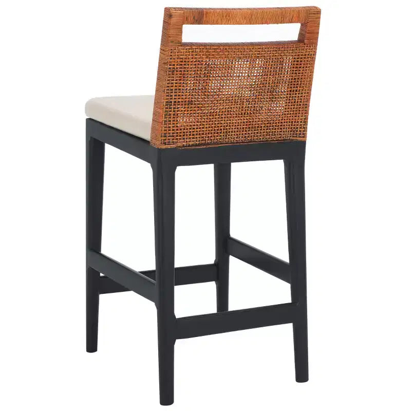 Counter Stool with Rattan Mesh Back & Padded Seat - 23.75" Height