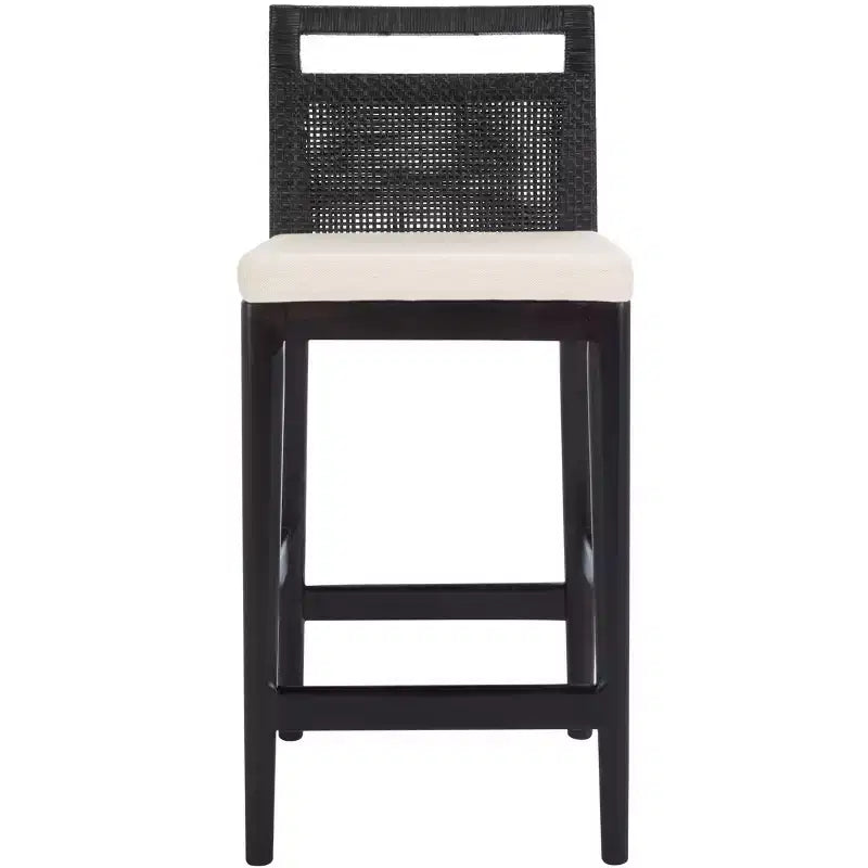 Counter Stool with Rattan Mesh Back & Padded Seat - 23.75" Height