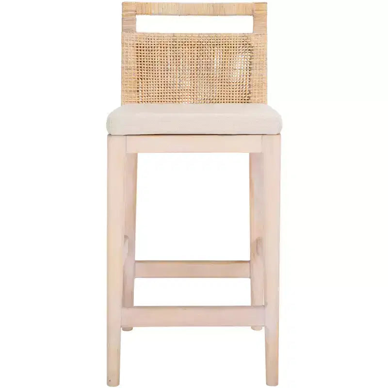 Counter Stool with Rattan Mesh Back & Padded Seat - 23.75" Height