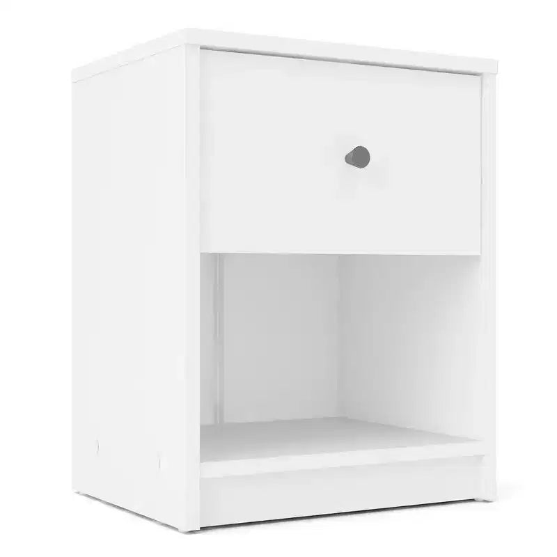 1 Drawer Nightstand with Open Shelf - White
