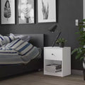 1 Drawer Nightstand with Open Shelf - White