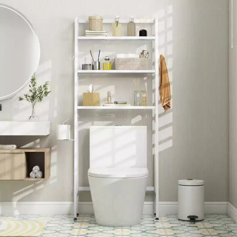 3-Tier Over-Toilet Storage Shelf with Hooks & Toilet Paper Holder