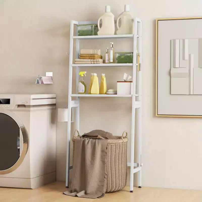 3-Tier Over-Toilet Storage Shelf with Hooks & Toilet Paper Holder