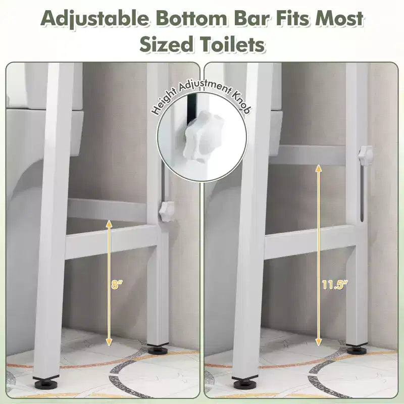 3-Tier Over-Toilet Storage Shelf with Hooks & Toilet Paper Holder