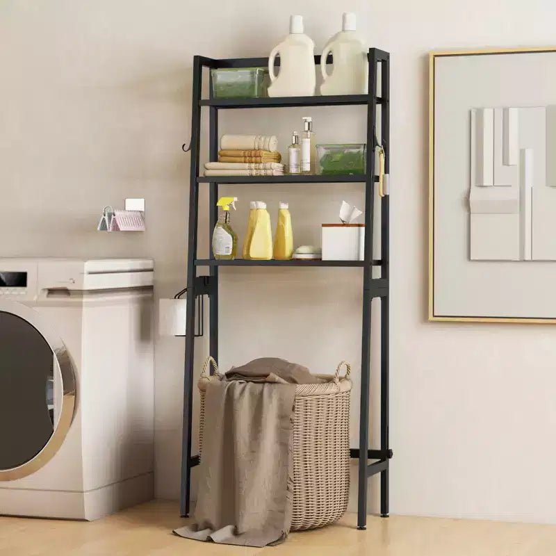 3-Tier Over-Toilet Storage Shelf with Hooks & Toilet Paper Holder