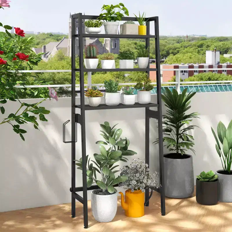 3-Tier Over-Toilet Storage Shelf with Hooks & Toilet Paper Holder