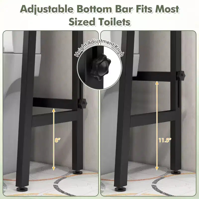 3-Tier Over-Toilet Storage Shelf with Hooks & Toilet Paper Holder