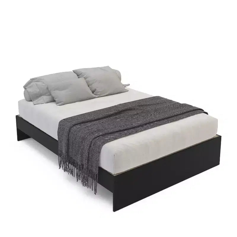 Platform Bed with 3-Shelf Bookcase Headboard - Melamine Finish