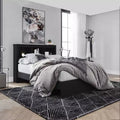 Platform Bed with 3-Shelf Bookcase Headboard - Melamine Finish