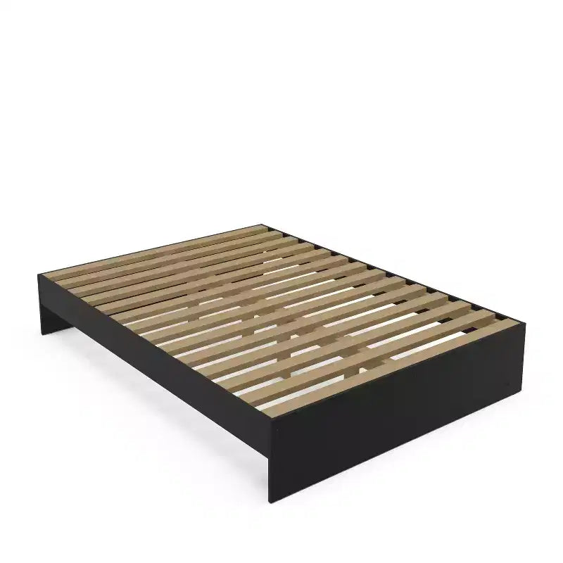 Platform Bed with 3-Shelf Bookcase Headboard - Melamine Finish