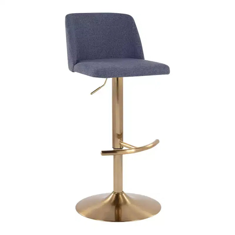 Set of 2 Adjustable Height Swivel Barstools with Back - Upholstered