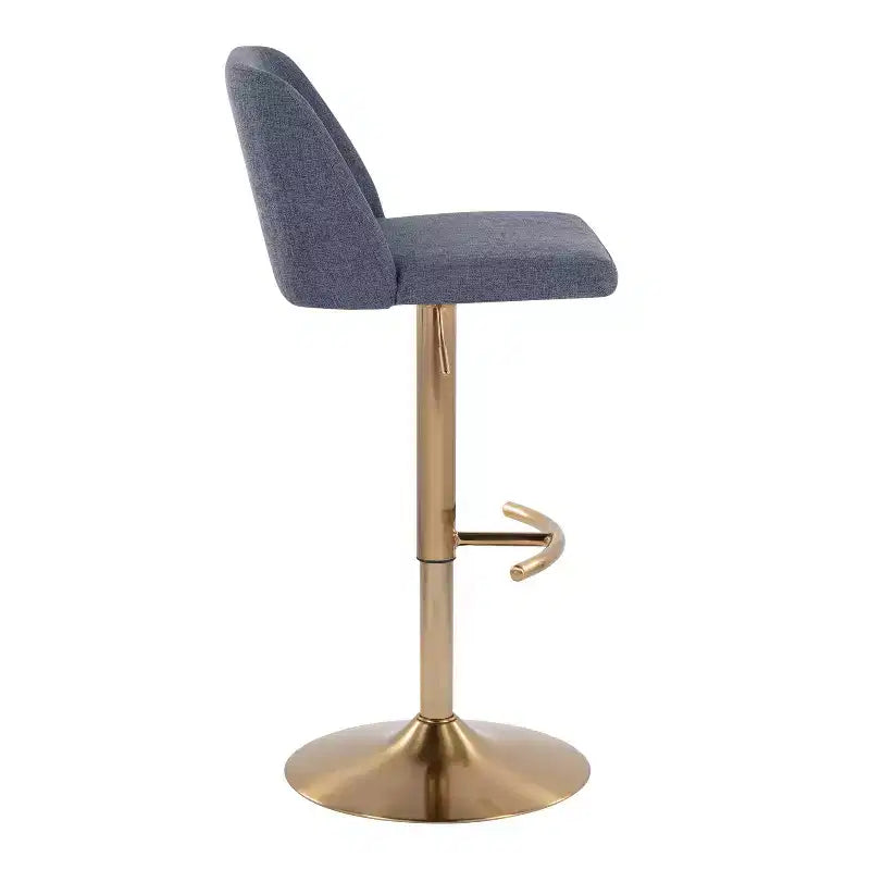Set of 2 Adjustable Height Swivel Barstools with Back - Upholstered