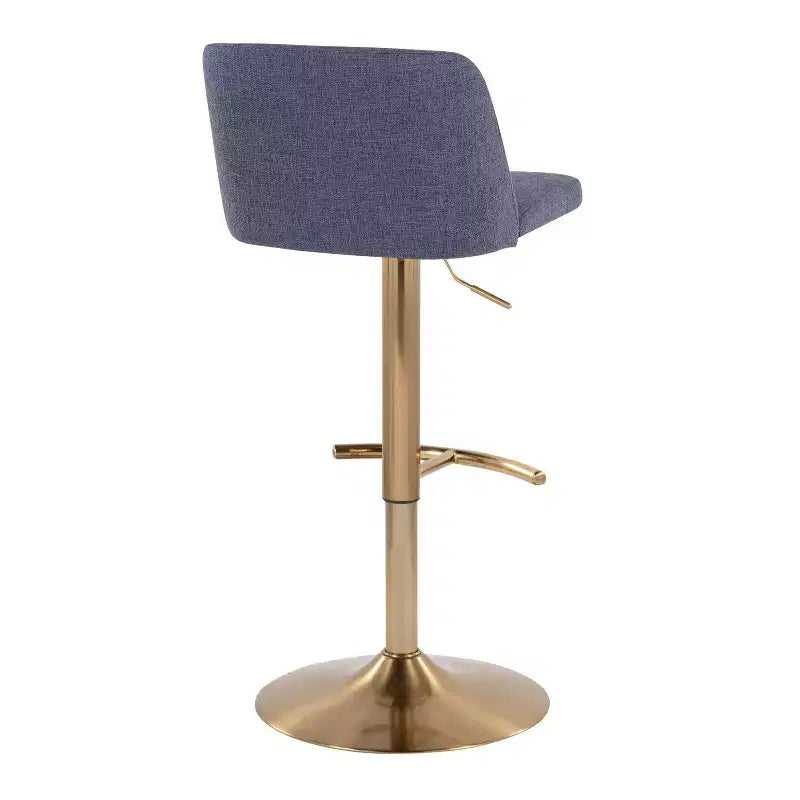 Set of 2 Adjustable Height Swivel Barstools with Back - Upholstered