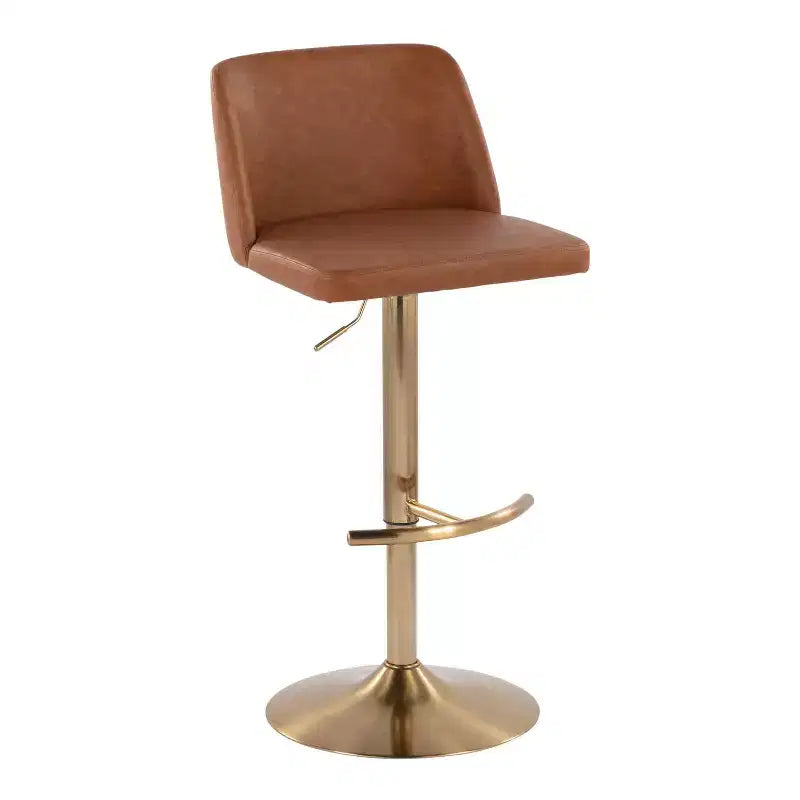 Set of 2 Adjustable Height Swivel Barstools with Back - Upholstered