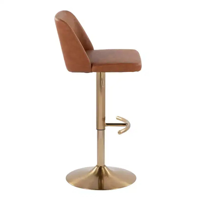 Set of 2 Adjustable Height Swivel Barstools with Back - Upholstered