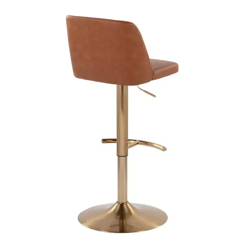 Set of 2 Adjustable Height Swivel Barstools with Back - Upholstered