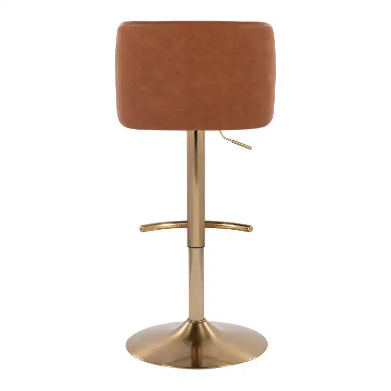 Set of 2 Adjustable Height Swivel Barstools with Back - Upholstered