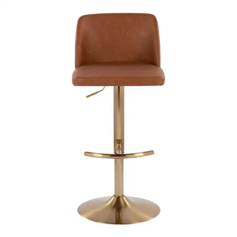 Set of 2 Adjustable Height Swivel Barstools with Back - Upholstered