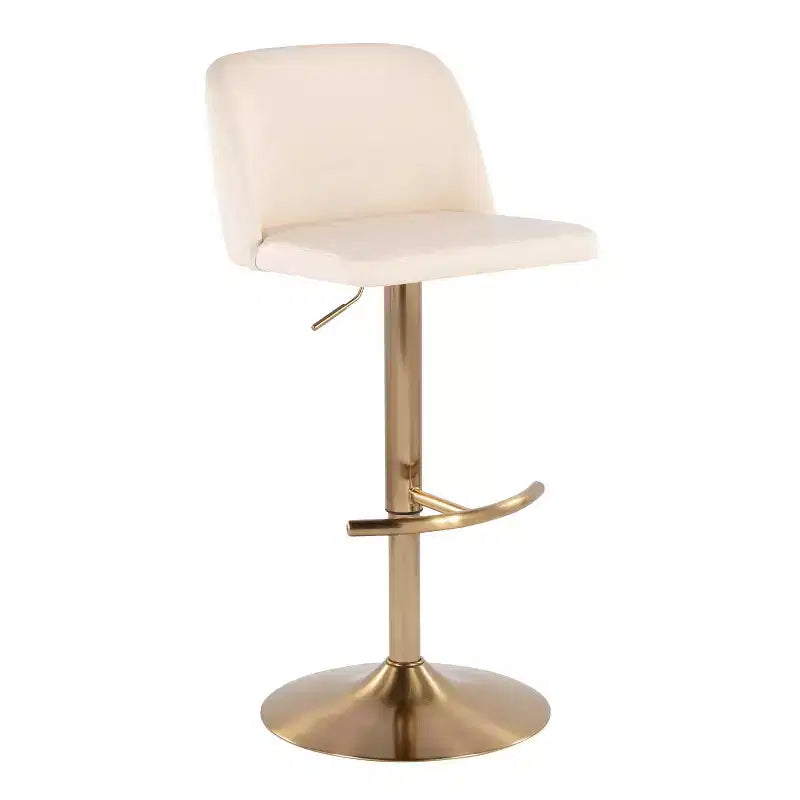 Set of 2 Adjustable Height Swivel Barstools with Back - Upholstered