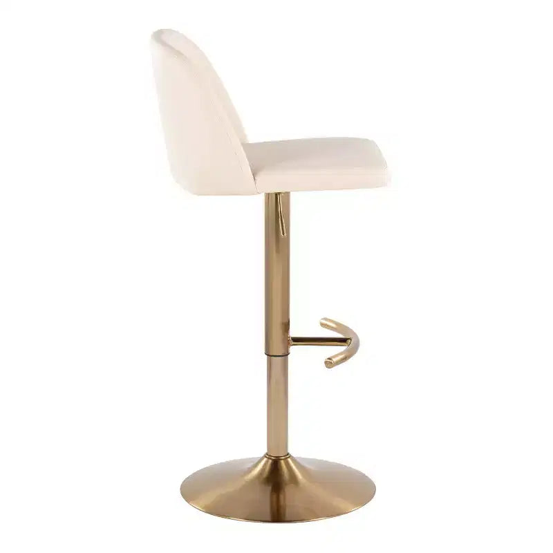 Set of 2 Adjustable Height Swivel Barstools with Back - Upholstered