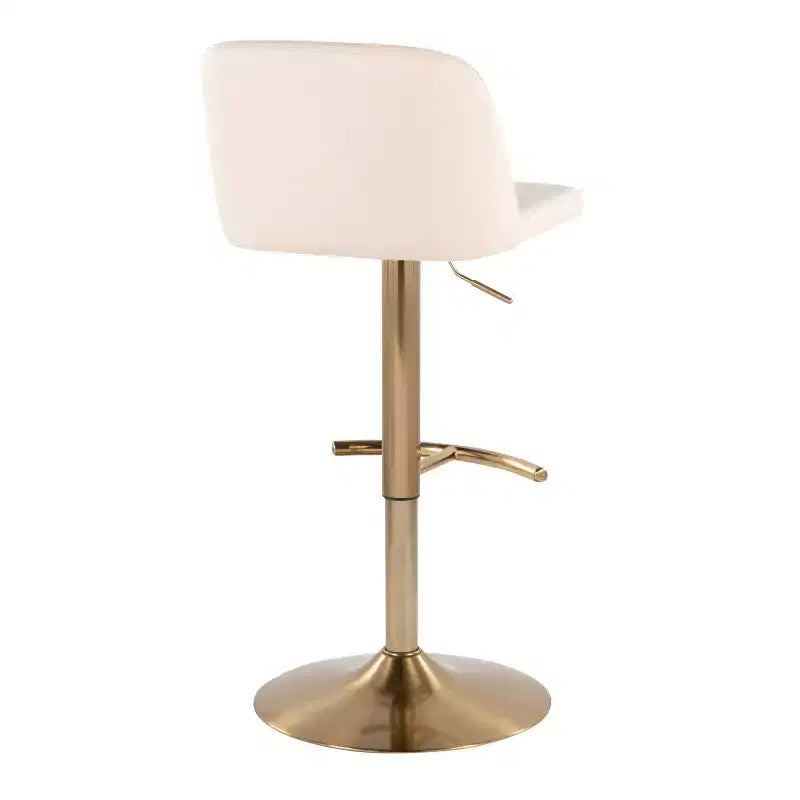 Set of 2 Adjustable Height Swivel Barstools with Back - Upholstered