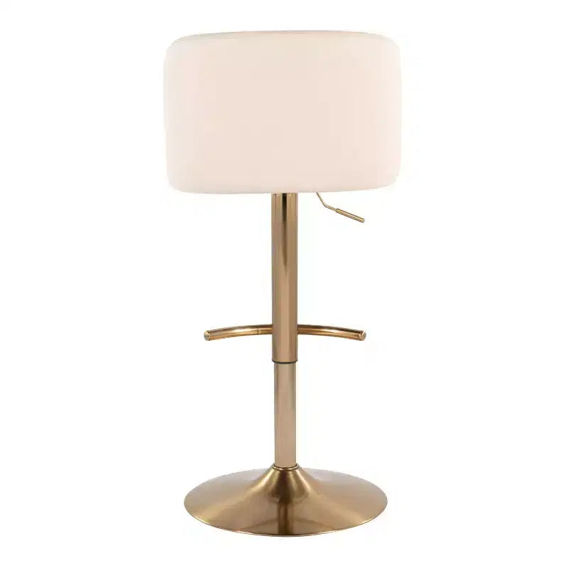 Set of 2 Adjustable Height Swivel Barstools with Back - Upholstered