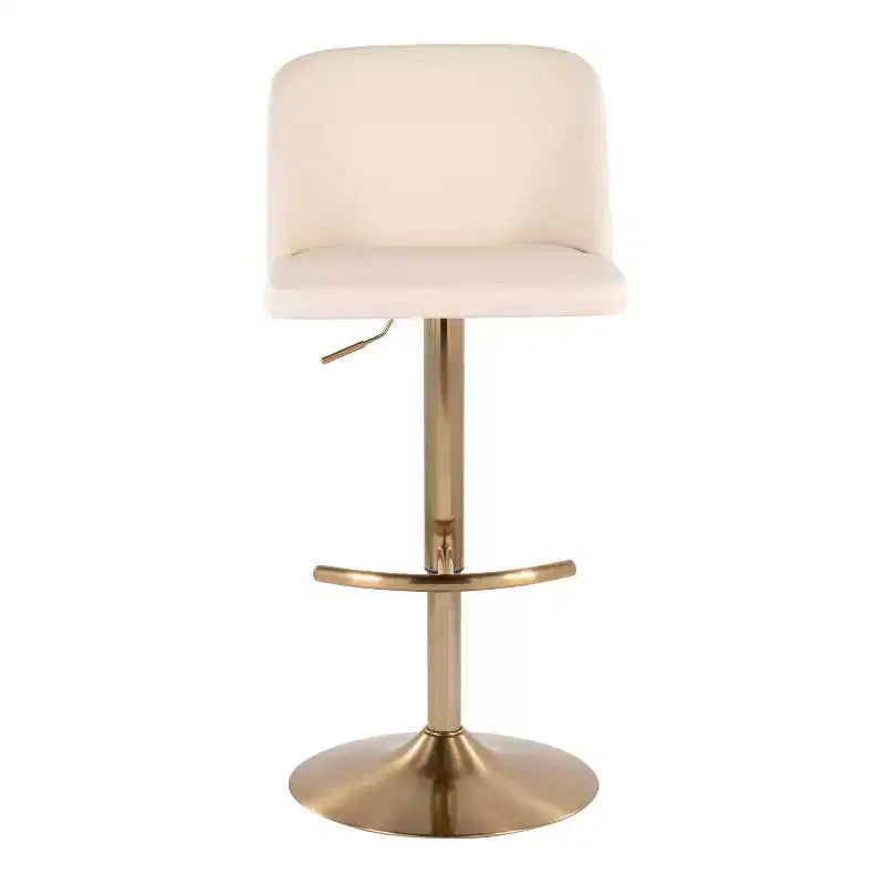 Set of 2 Adjustable Height Swivel Barstools with Back - Upholstered
