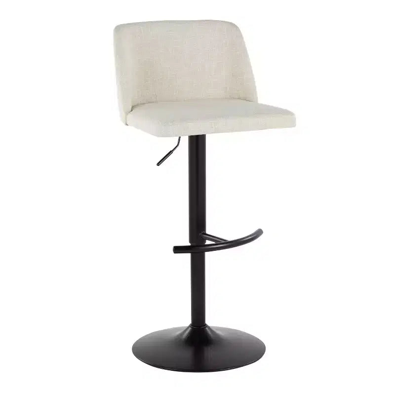 Set of 2 Adjustable Height Swivel Barstools with Back - Upholstered