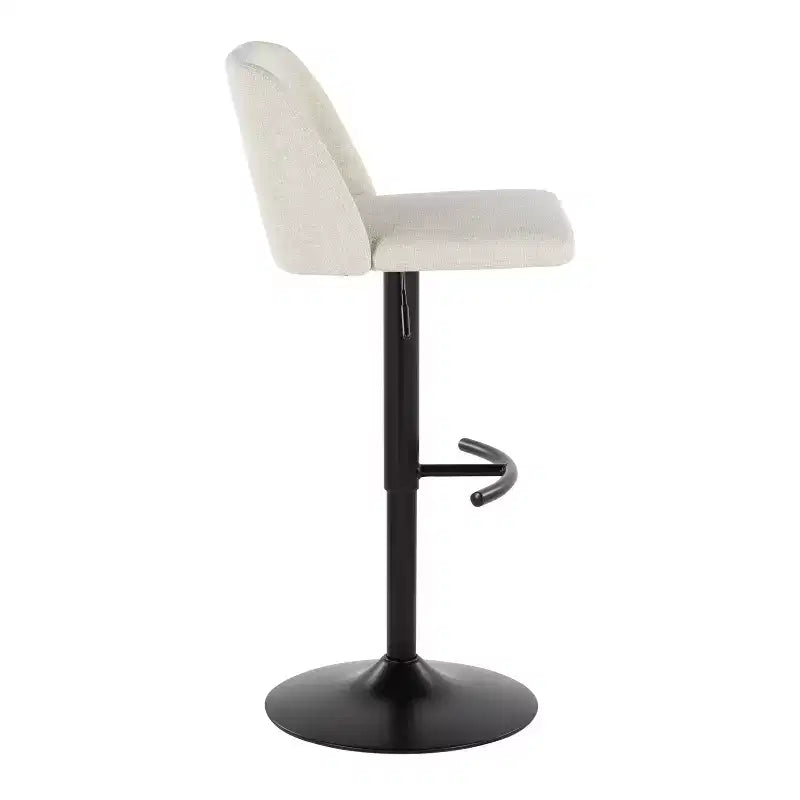 Set of 2 Adjustable Height Swivel Barstools with Back - Upholstered