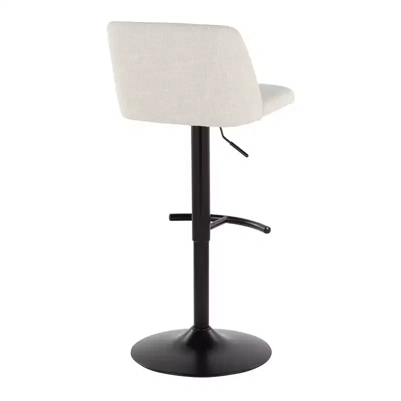 Set of 2 Adjustable Height Swivel Barstools with Back - Upholstered