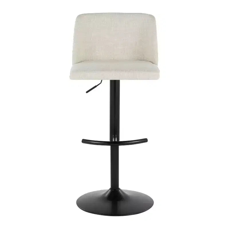 Set of 2 Adjustable Height Swivel Barstools with Back - Upholstered