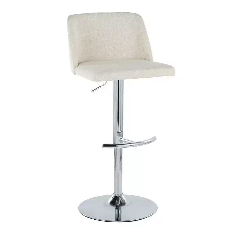 Set of 2 Adjustable Height Swivel Barstools with Back - Upholstered