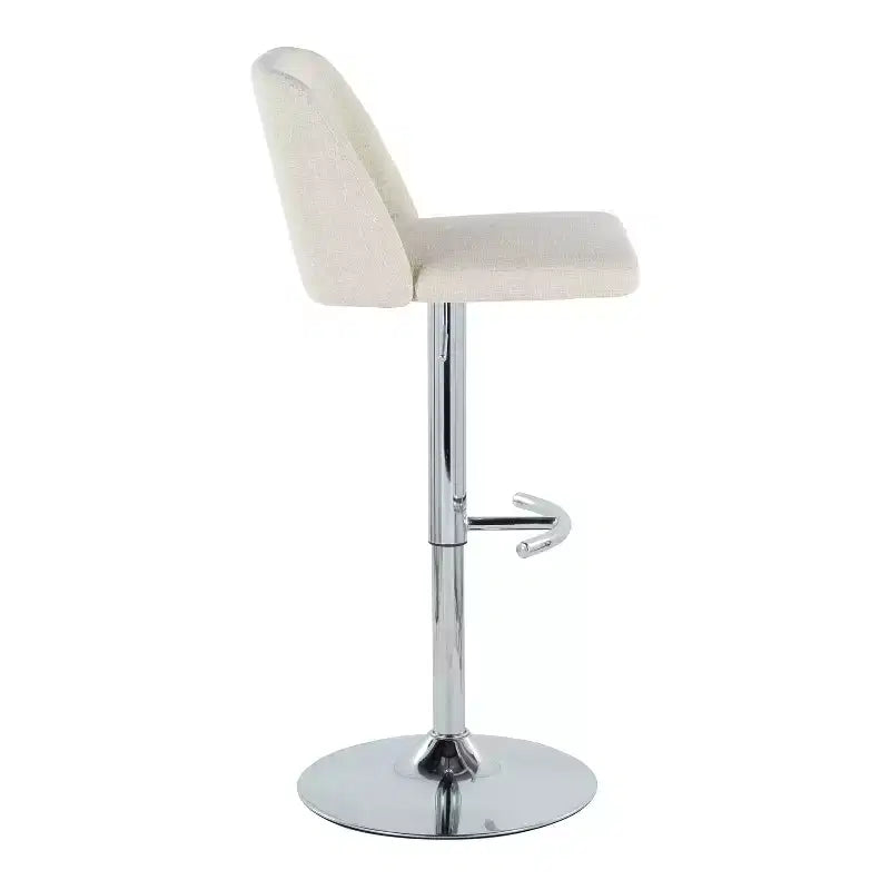 Set of 2 Adjustable Height Swivel Barstools with Back - Upholstered