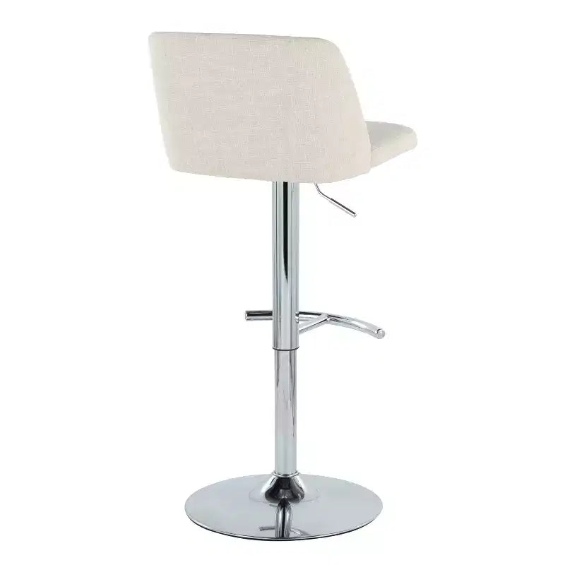 Set of 2 Adjustable Height Swivel Barstools with Back - Upholstered