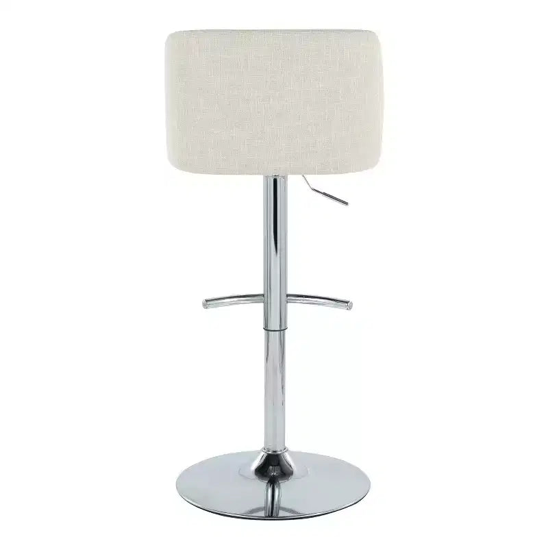 Set of 2 Adjustable Height Swivel Barstools with Back - Upholstered