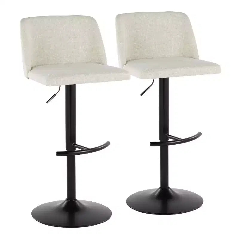 Set of 2 Adjustable Height Swivel Barstools with Back - Upholstered