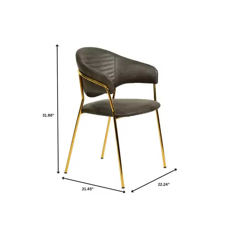 LeisureMod Dining Chair Upholstered in Leather & Velvet, Ergonomic Padded Seat & Back, Durable Stainless Steel Base  Bella Series Accent Armchair