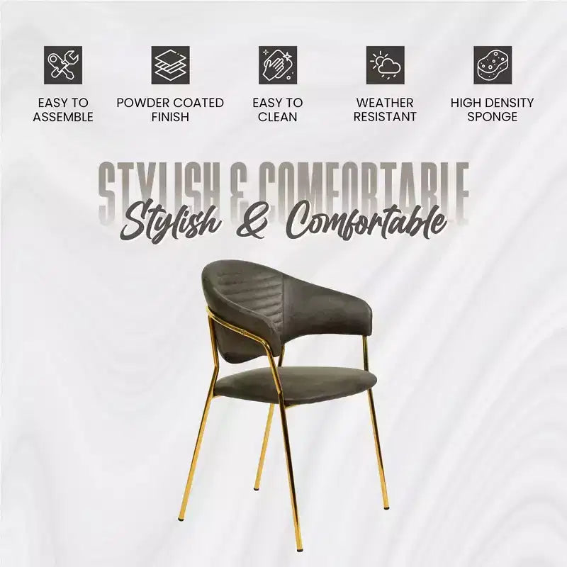 LeisureMod Dining Chair Upholstered in Leather & Velvet, Ergonomic Padded Seat & Back, Durable Stainless Steel Base  Bella Series Accent Armchair